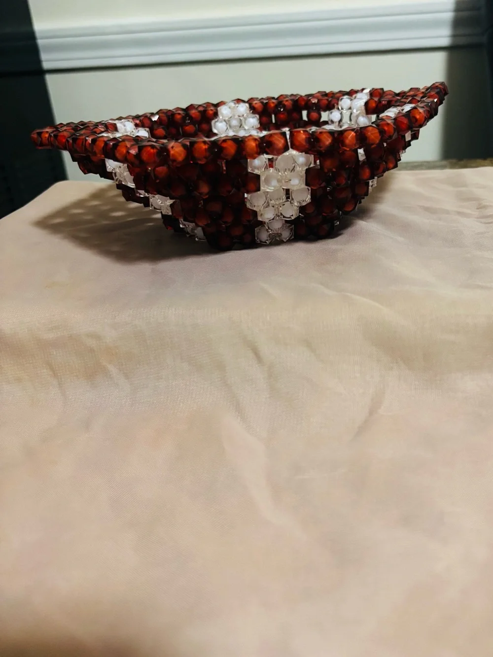 Handmade beaded basket